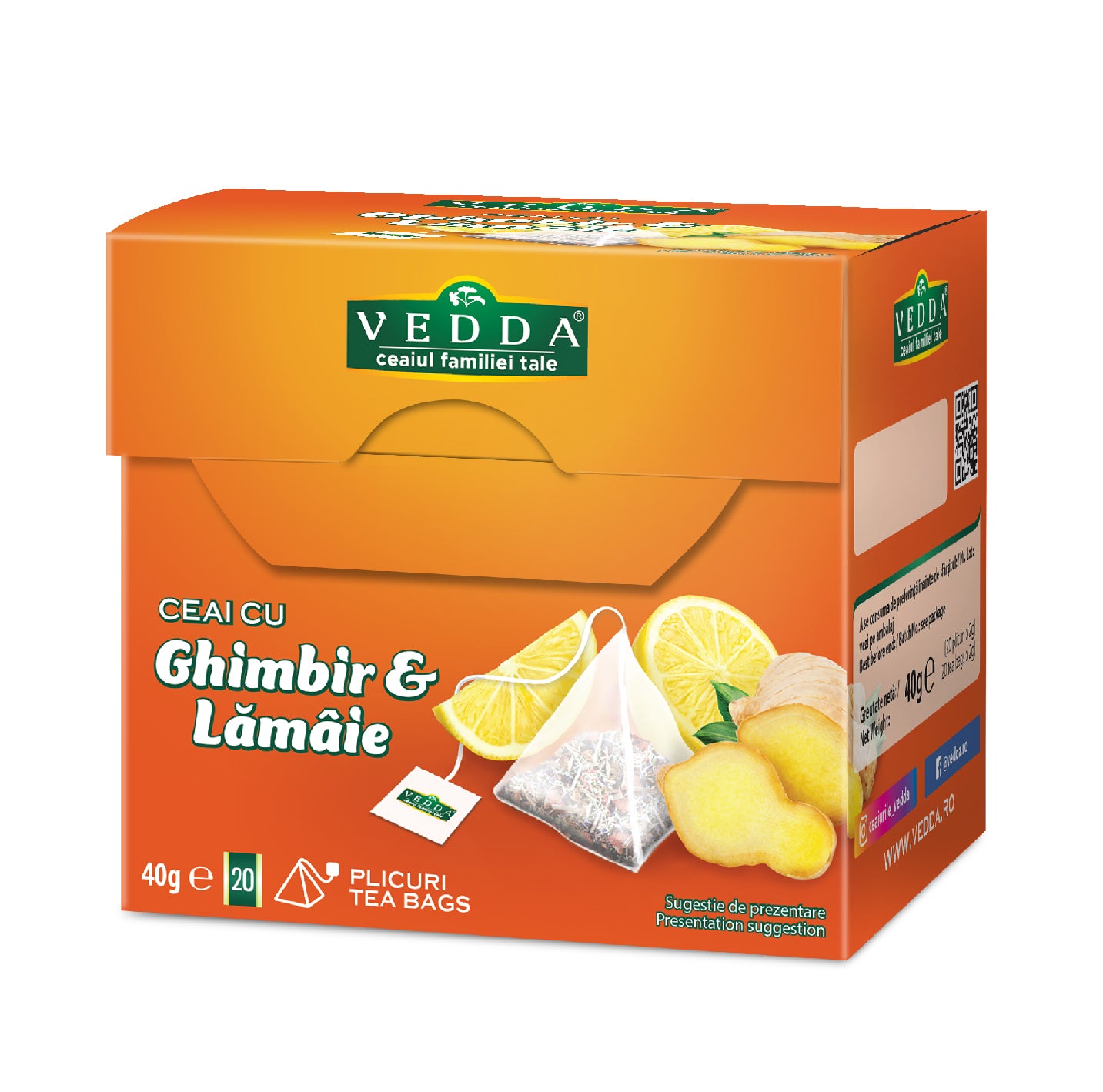 Vedda Ceai Ginger Lemon 40g piramida
