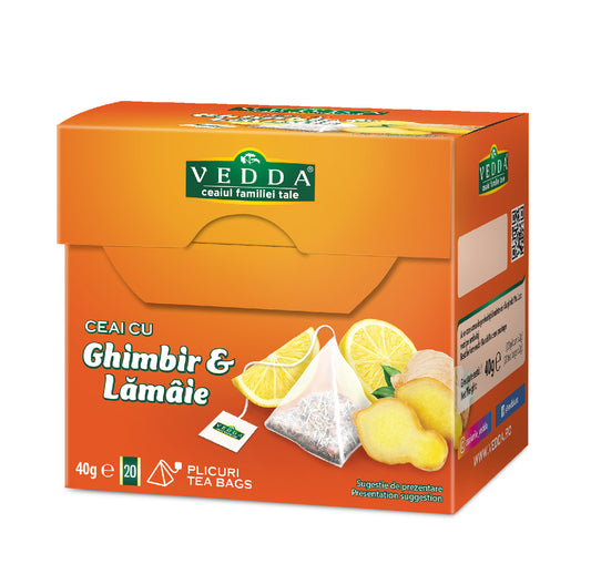 Vedda Ceai Ginger Lemon 40g piramida