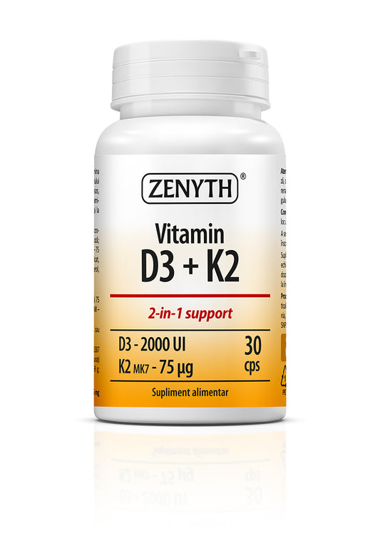 Vitamina D3 2000 UI + K2, 30 capsule