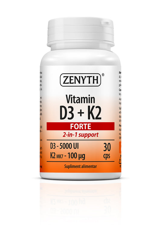 Vitamina D3 5000 UI + K2 Forte, 30 capsule
