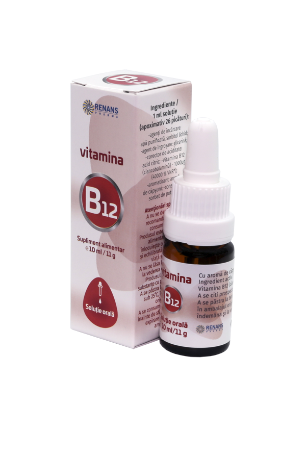 VITAMINA B12 – Ciancobalamina 1000 μg/ml, soluţie orală, picături, 10ml