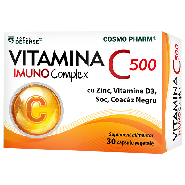 Vitamina C 500 Imuno Complex cu Zinc, Soc, Coacaz Negru si Vitamina D3