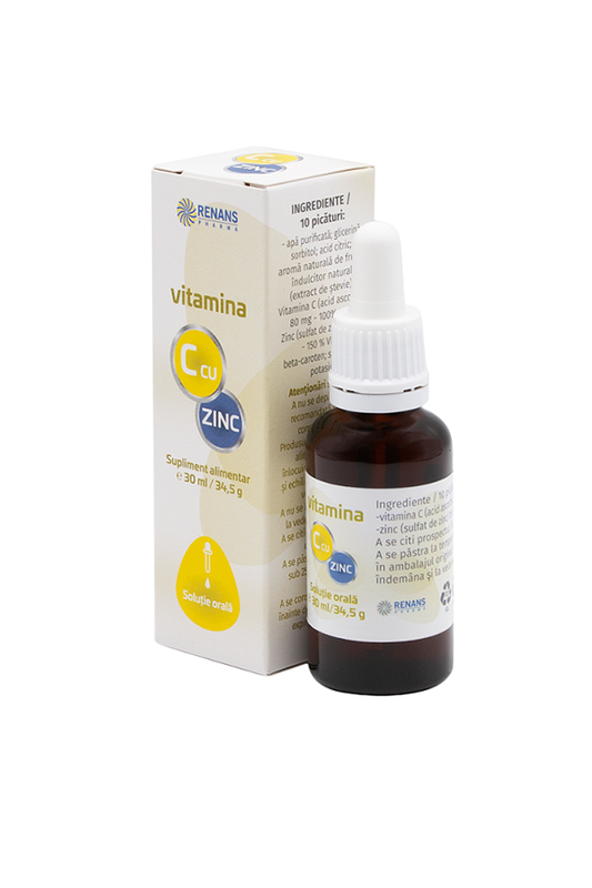 VITAMINA C cu ZINC, soluție orală, picături, 30ml