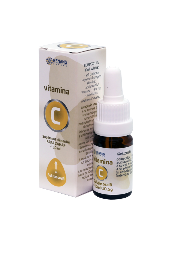 VITAMINA C, fără zahăr, soluţie orală, picături, 10ml