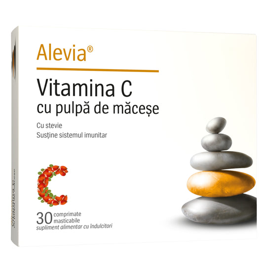 Vitamina C cu pulpă din Măceșe cu stevie 30 comprimate masticabile