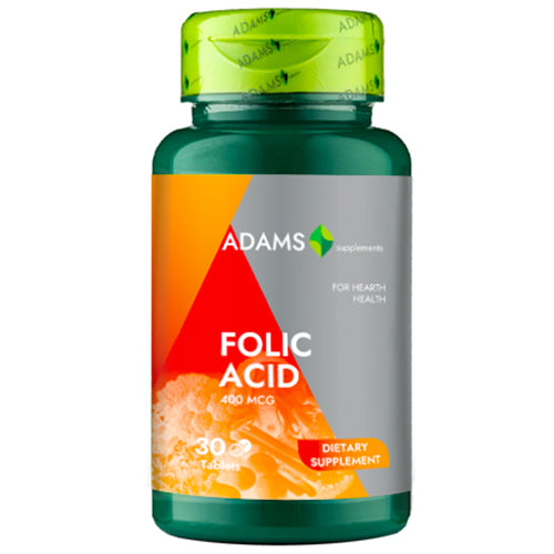 Acid Folic 400mcg, 30cps, Adams Supplements