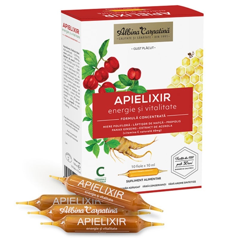 Apielixir energie și vitalitate 10 fiole x 10ml