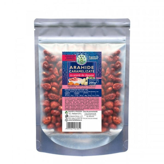 Arahide caramelizate cu aroma de capsune - 200 g, Herbal Sana