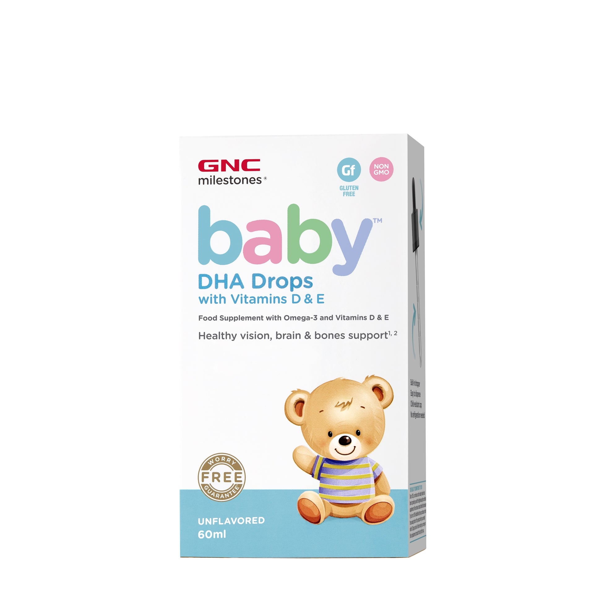 GNC Milestones® Baby™ DHA Drops with Vitamins D & E, Picaturi cu DHA + Vitamina D si E pentru Bebelusi, 60 ml