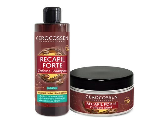 Set Recapil Forte contra caderii parului gras: sampon cafeina par gras 400ml+masca cafeina 300ml