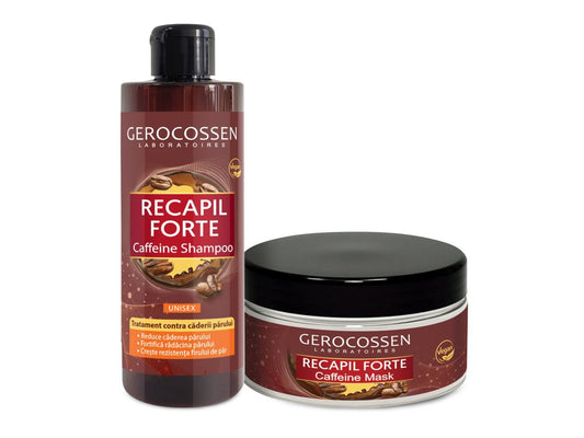 Set Recapil Forte contra caderii parului unisex: sampon cafeina 400ml+masca cafeina 300ml