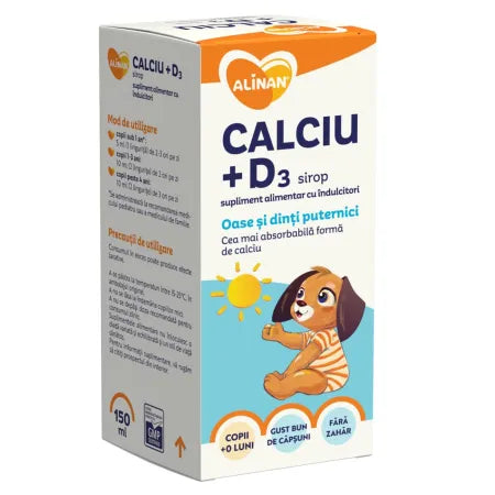 Calciu + Vitamina D3 sirop Alinan, 150 ml, Fitterman Pharma