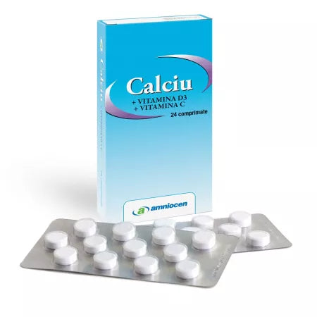 Calciu + Vitamina D3 + Vitamina C, 24 comprimate