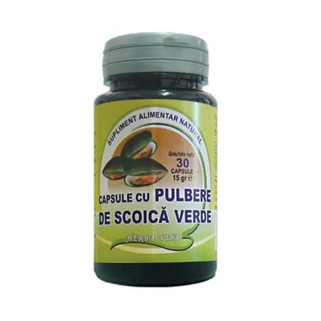 Capsule cu pulbere de scoica verde, 400mg, 30 capsule, Herbal Sana