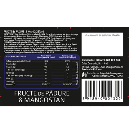Ceai cu fructe de padure si mangosan, 15 plicuri, Naturavit