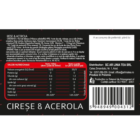Ceai de cirese si acerola, 15 plicuri, Naturavit