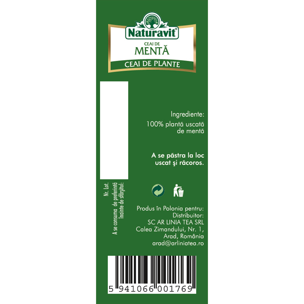 Ceai de menta, 20 plicuri, Naturavit