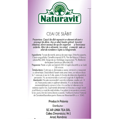 Ceai de slabit, 20 plicuri, Naturavit