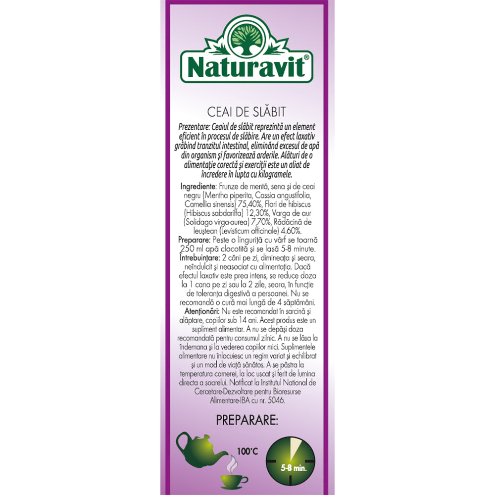 Ceai de slabit, 50 g, Naturavit