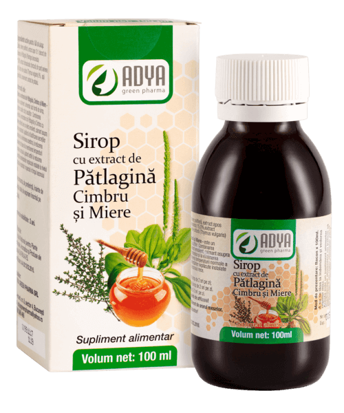 Sirop cu extract de Pătlagină, Cimbru și Miere, 100ml