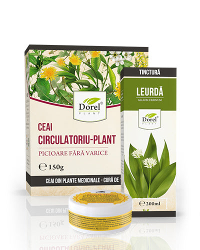Ceai Circulatoriu-Plant + Tinctură de Leurdă + Cremă de Gălbenele, Mușețel și ulei de Sunătoare