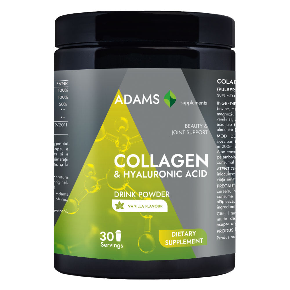 Collagen & Acid Hialuronic (vanilie), 600g, Adams Supplements