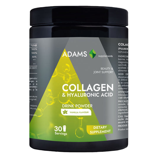 Collagen & Acid Hialuronic (vanilie), 600g, Adams Supplements