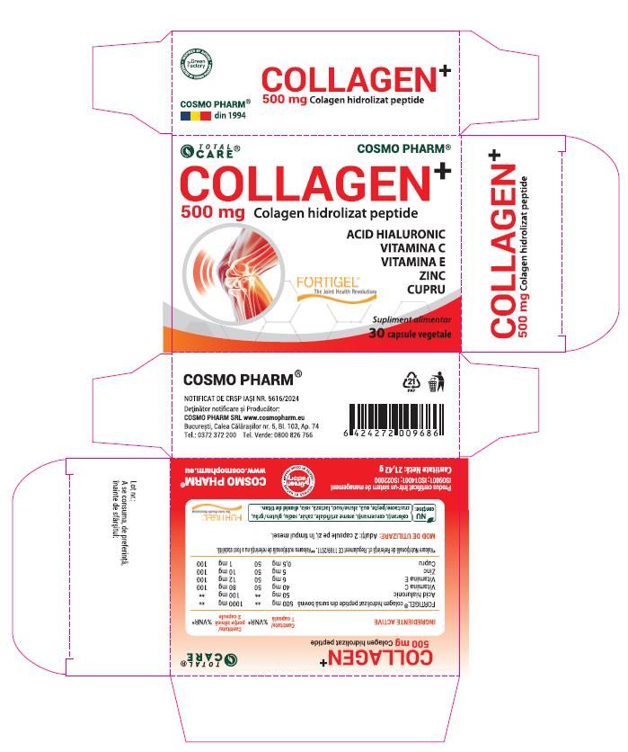 COLLAGEN+ 500 mg – Fortigel® – Colagen Hidrolizat Peptide din sursă bovină