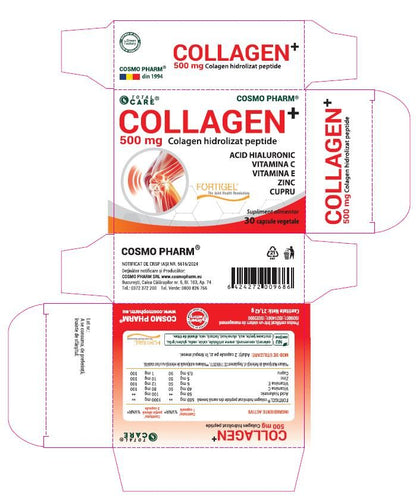 COLLAGEN+ 500 mg – Fortigel® – Colagen Hidrolizat Peptide din sursă bovină