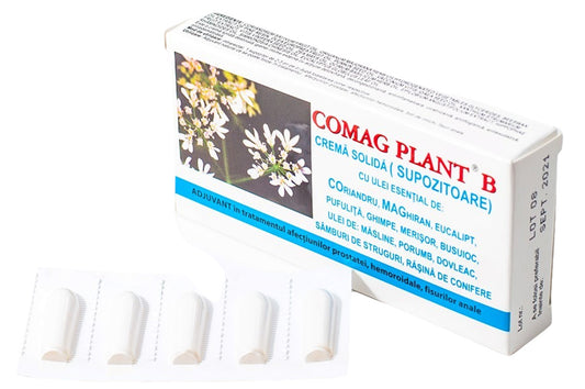 Comag Plant B – Supozitoare pentru tratamentul afectiunilor prostatei, hemoroidale, fisurilor anale