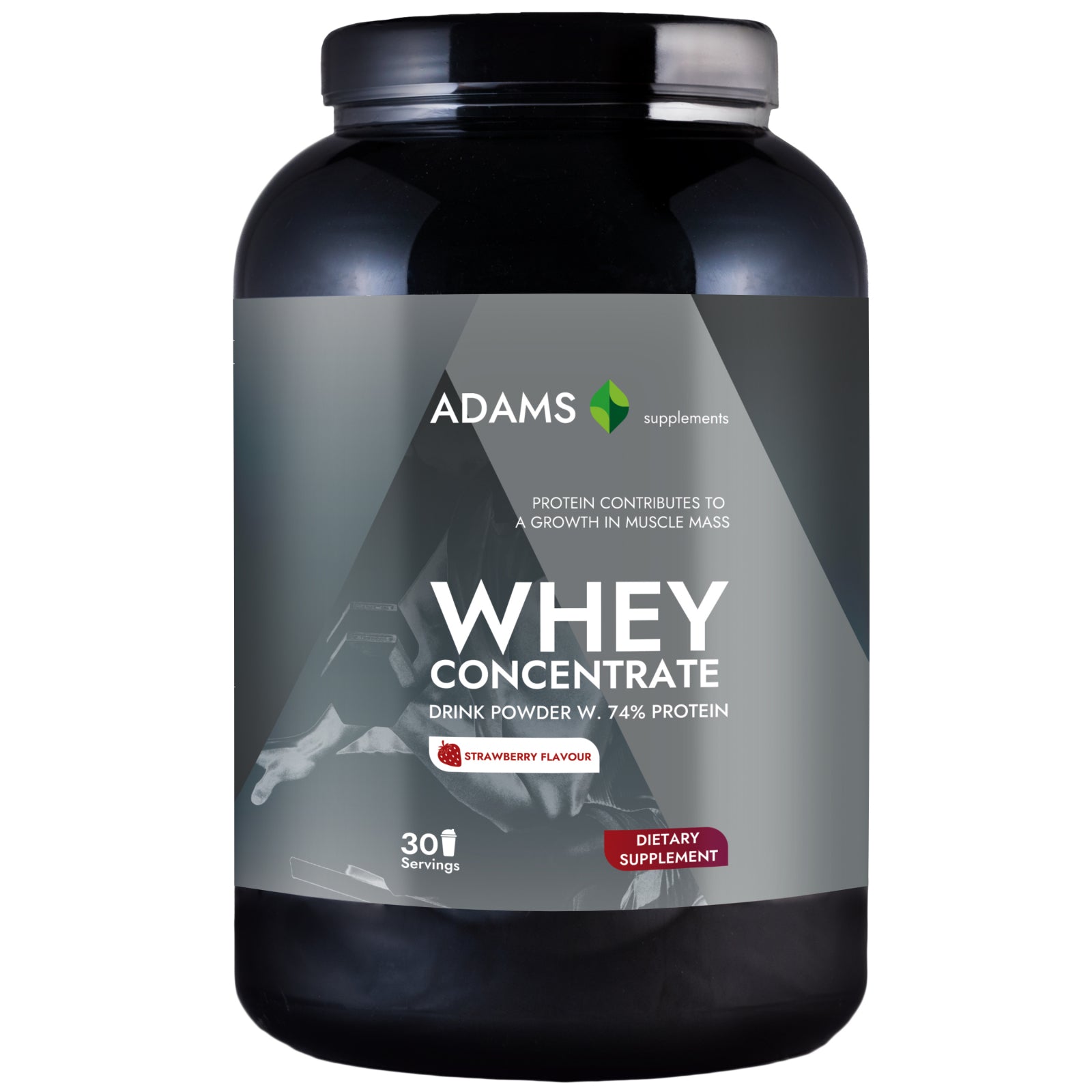 Concentrat proteic din zer (capsuni), 908g, Adams Supplements