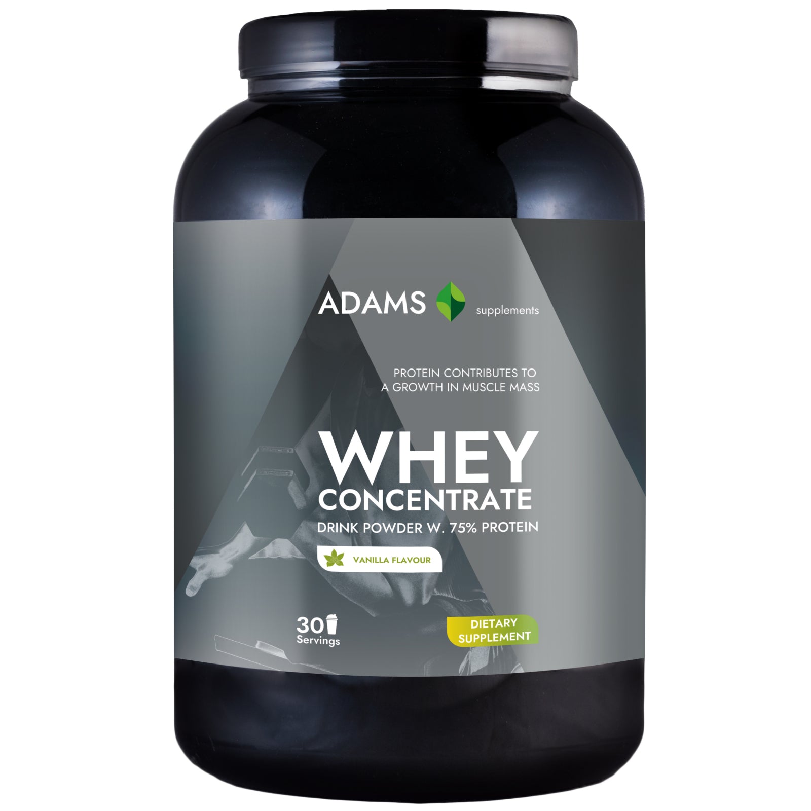 Concentrat proteic din zer, (vanilie), 908g, Adams Supplements