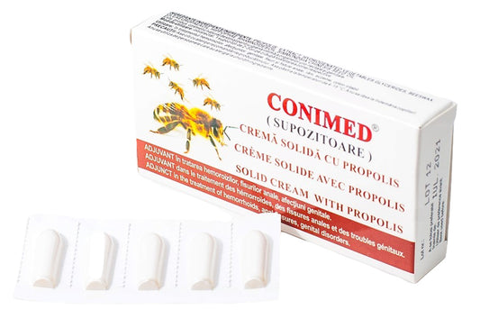 Conimed – Supozitoare cu propolis pentru tratarea hemoroizilor, fisurilor anale, afectiuni