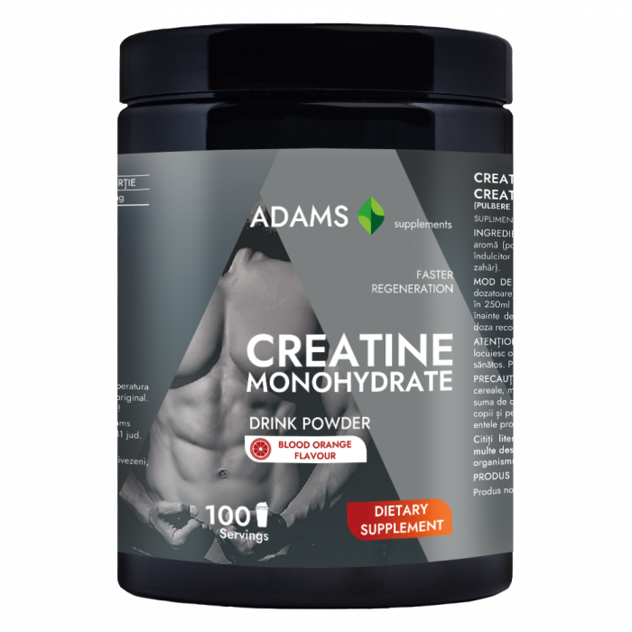 Creatina monohidrata (portocala rosie), 400g, Adams Supplements
