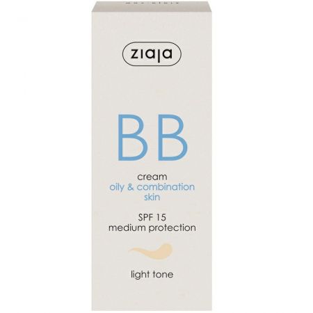 Crema BB cu SPF 15 nuanta light pentru ten gras si mixt, 50 ml, Ziaja
