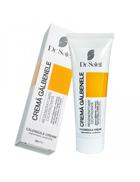 Cremă Gălbenele Dr. Soleil, cu Pantenol, Ulei de Măsline, Colagen Marin și Ulei din Sâmburi de Struguri, 50 ml