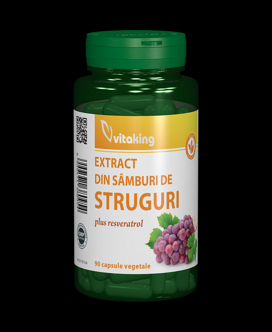 Extract din samburi de struguri cu resveratrol - 90 capsule vegetale