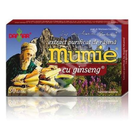 Mumie cu Ginseng Extract purificat de rasina, 30 tablete, Damar General