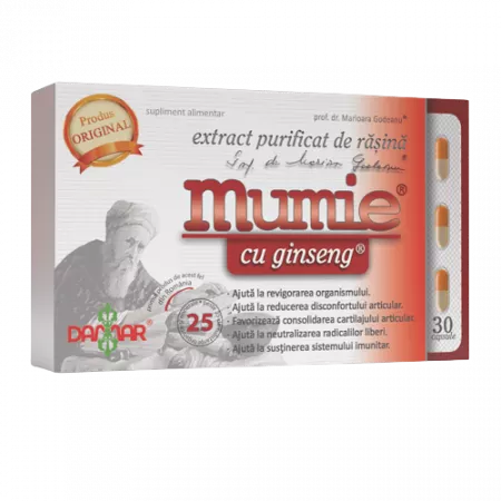 Extract purificat de rasina Mumie cu Ginseng, 30 capsule, Damar General Trading