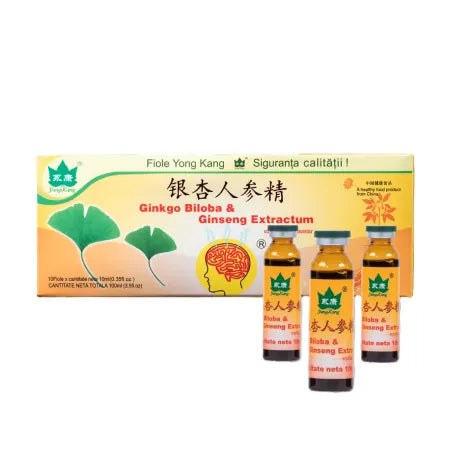 Ginkgo Biloba si Ginseng Extractum, 10 fiole, Yongkang International China