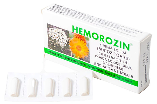 Hemorozin – Supozitoare pentru tratarea afectiunilor hemoroidale, fisuri si fistule anale