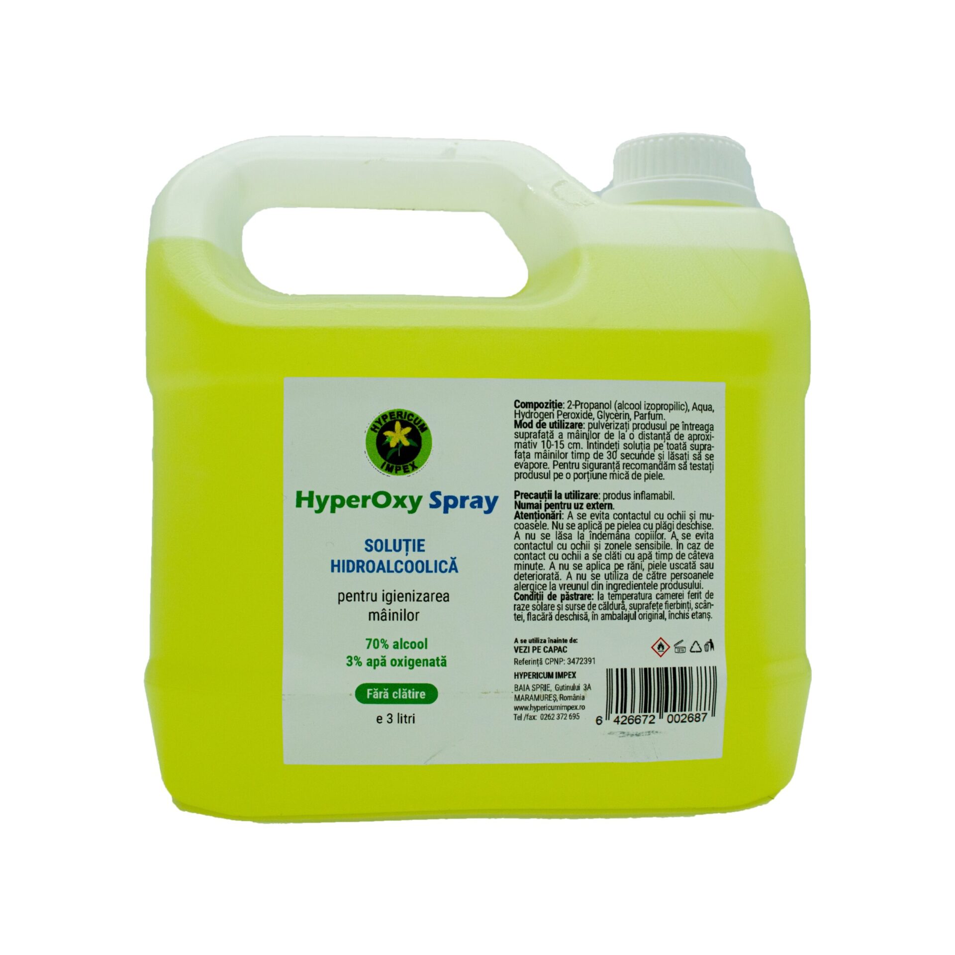 HyperOxy Solutie hidroalcoolica pentru igienizarea mainilor 3L