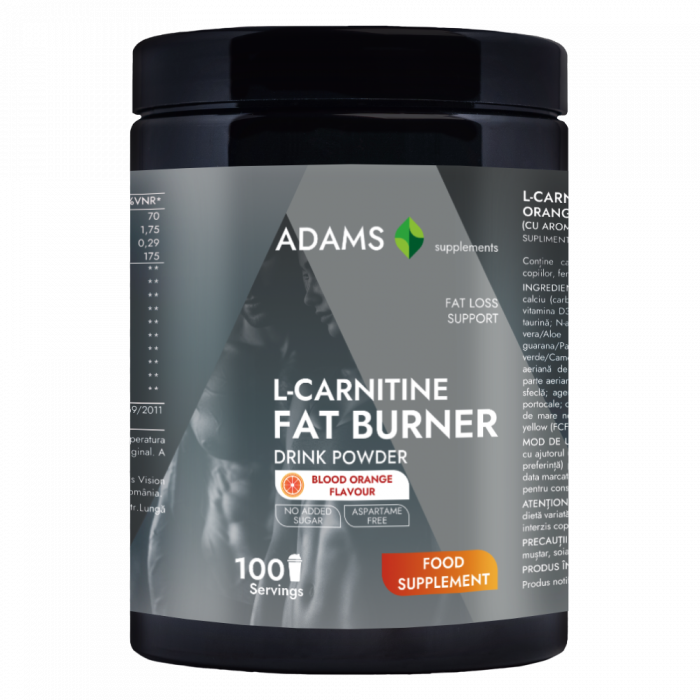 L-Carnitine Fat Burner (portocale rosii), 350g, Adams Supplements