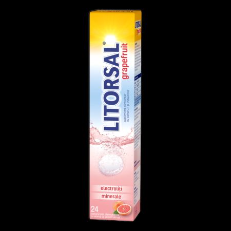 Litorsal electroliti cu aroma de grapefruit, 24 comprimate efervescente, Zdrovit