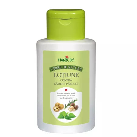 Lotiune contra caderii parului cu ulei de nuca, ricin si macadamia, 200 ml, Manicos