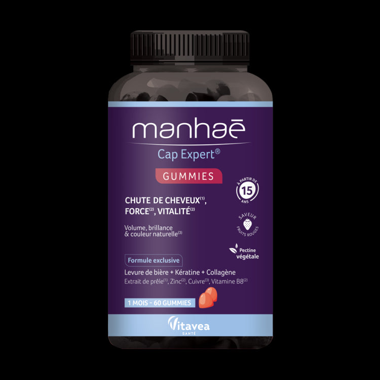 Manhae Cap Expert® Gummies, Expert Păr, anti-căderea părului și fortifiere, 60 jeleuri – cură 1 lună