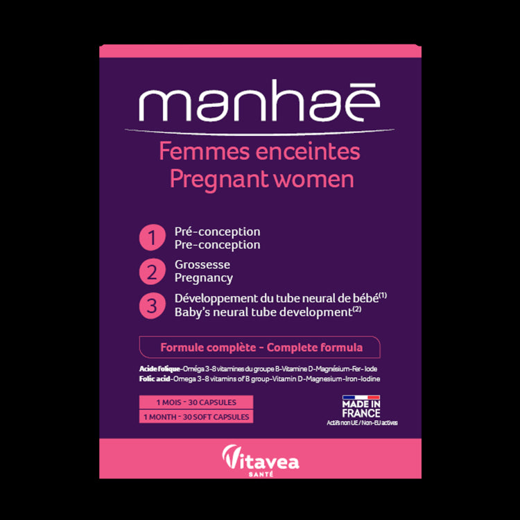 Manhaé Femmes Enceintes, Pentru Femei Însărcinate, 30 capsule moi – pentru 1 lună