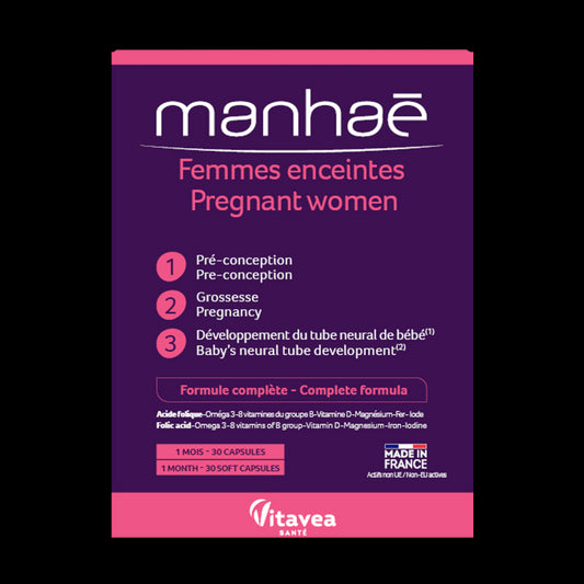 Manhaé Femmes Enceintes, Pentru Femei Însărcinate, 30 capsule moi – pentru 1 lună