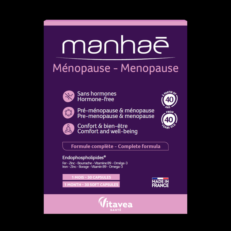 Manhaé Ménopause, Menopauză, pentru menopauză și premenopauză, 30 capsule vegetale – pentru 1 lună