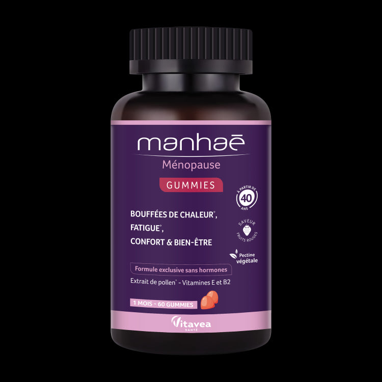 Manhaé Mėnopause Gummies, Menopauză, pentru menopauză și premenopauză, 60 jeleuri – pentru 1 lună